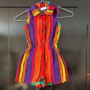 Vintage Milton funwear 100% cotton striped rainbow romper sz 6